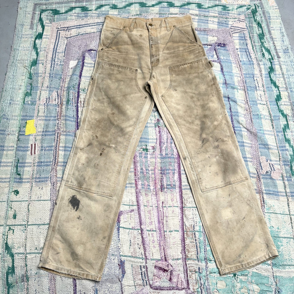 Vintage 90’s Carhartt Mens B01 BRN Double Knee Work Pants 32x32 Duck Brown Tan